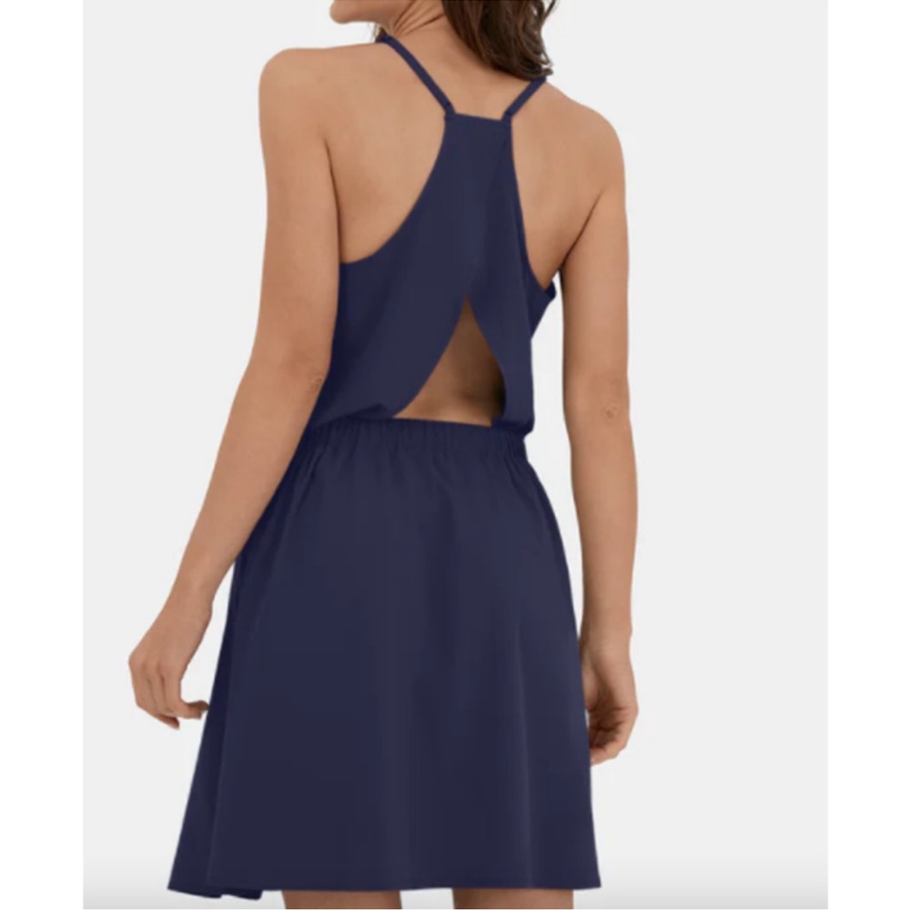 NWT Halara Women's Breezeful Cut Out Side Pocket Pleated Mini Casual Dress SZ M
